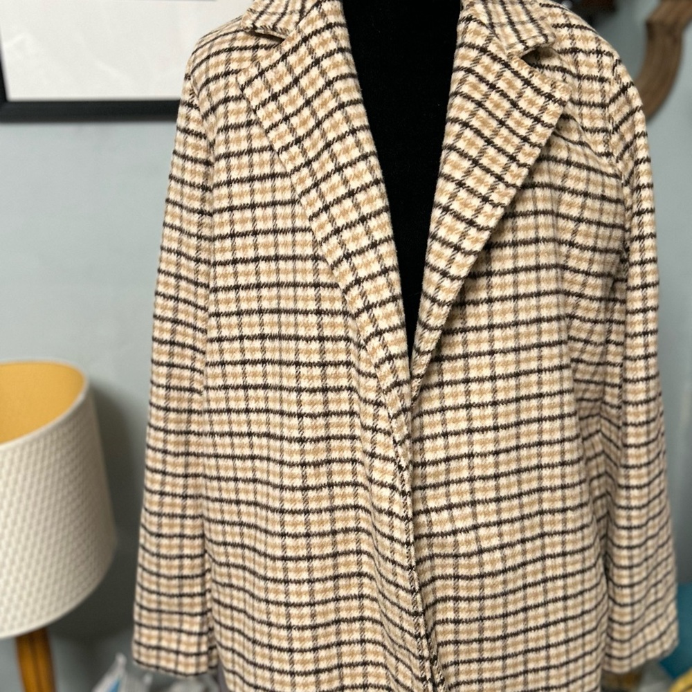 Joie Plaid Blazer in Cream and Black